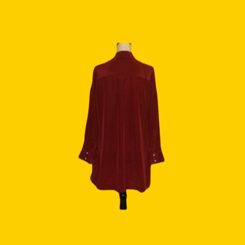 Zara Basic Collared Silk Blouse Top - image 1